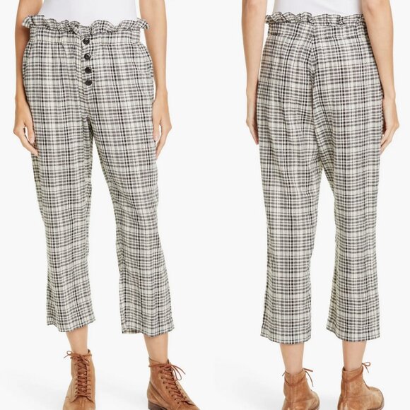 THE GREAT. Gunny Sack Plaid Paperbag Waist Trousers - Picture 1 of 7